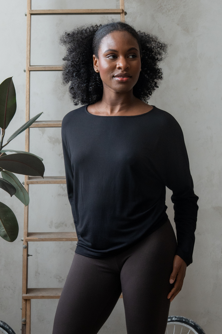 Sienna Bamboo Dolman Top - Black