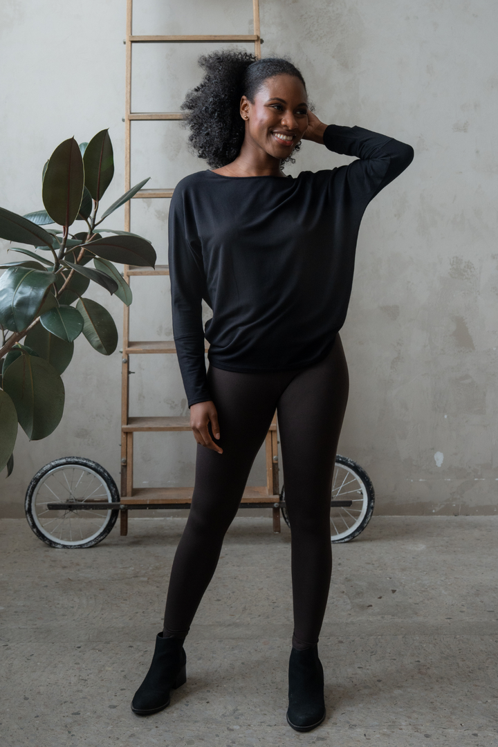 Sienna Bamboo Dolman Top - Black