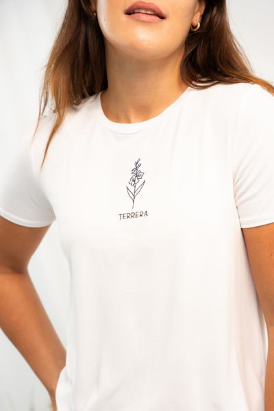 Gracie Crew Neck Bamboo Tee - White (Birthday Edition)