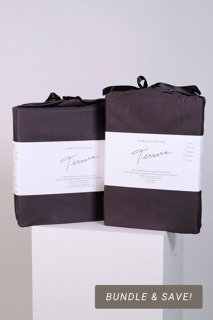Duvet &amp; Fitted Sheet Bundle - Charcoal