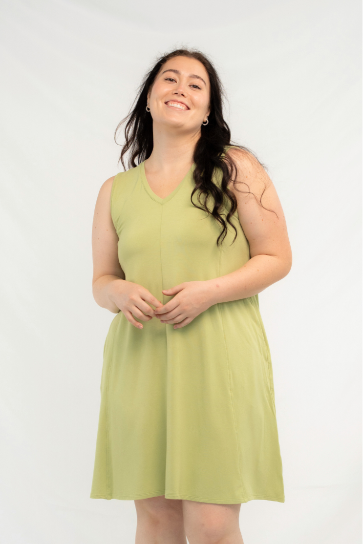 Harlow A-Line Bamboo Dress - Citron