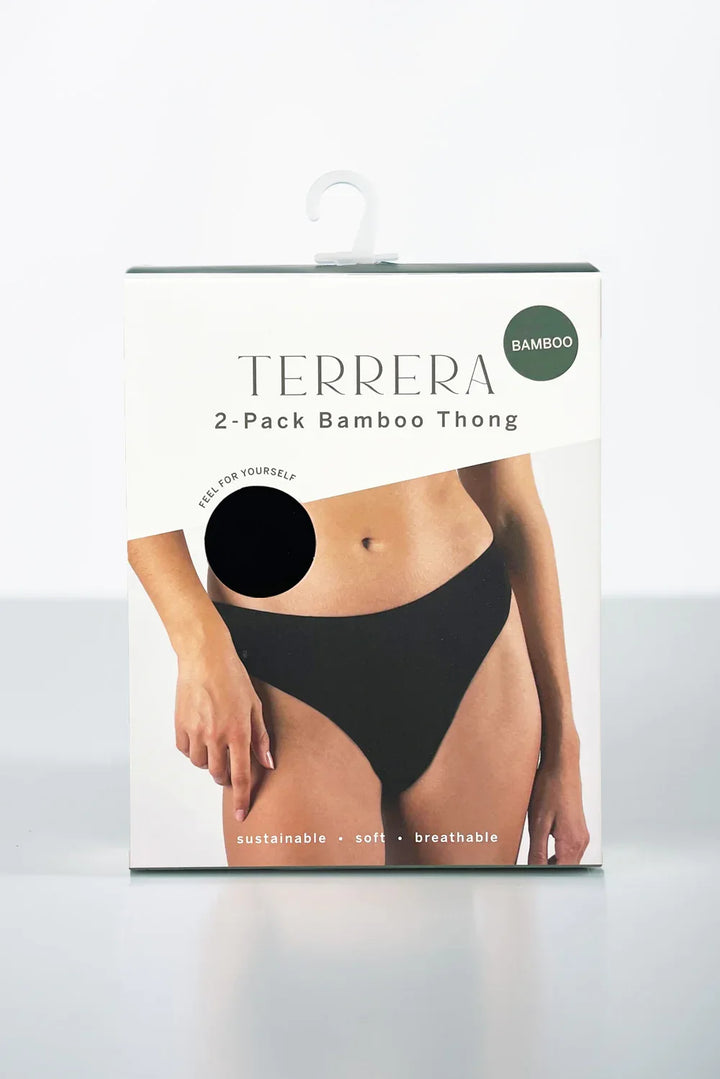 2-Pack Bamboo Thong Underwear - Black - Terrera