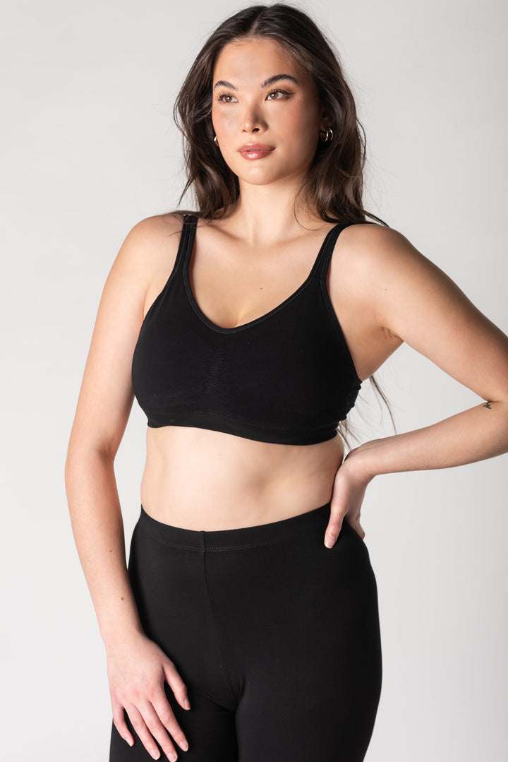 Bamboo everyday bralette in Black front view