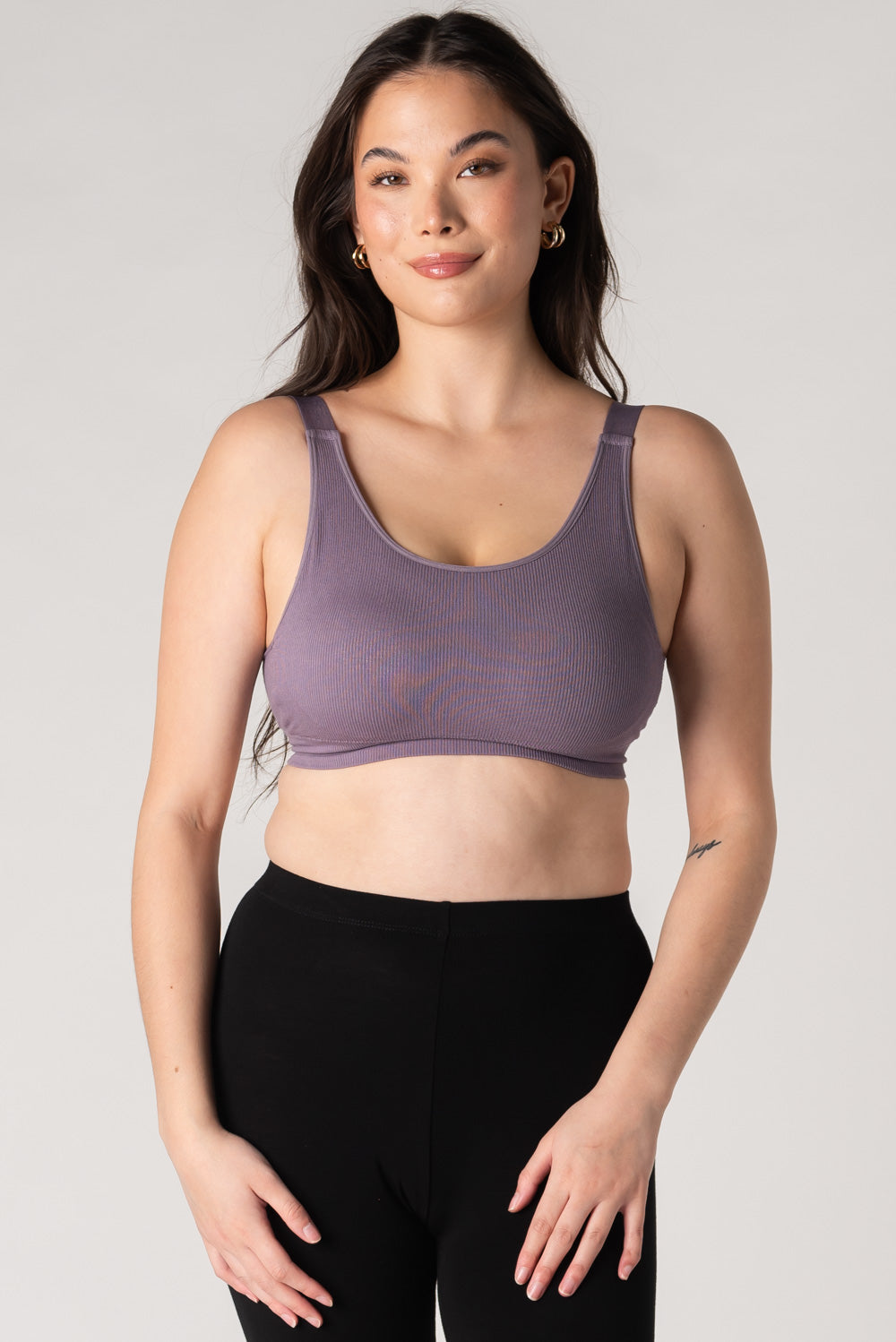Ribbed Contour Bamboo Bralette - Dusty Purple