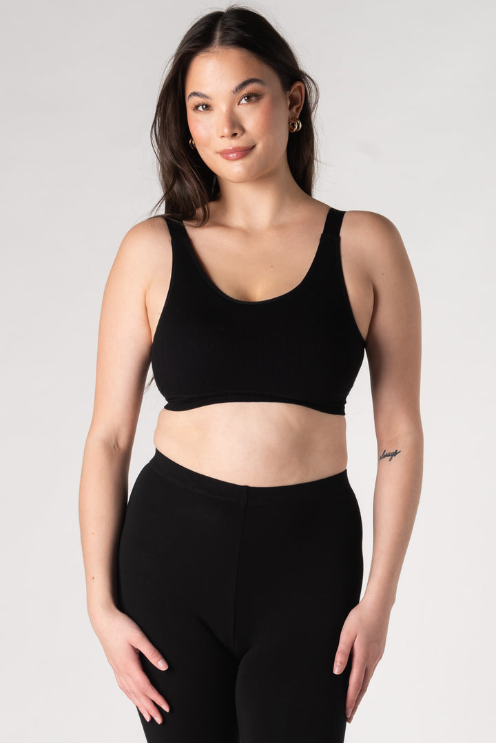 Ribbed Contour Bamboo Bralette - Black - Terrera