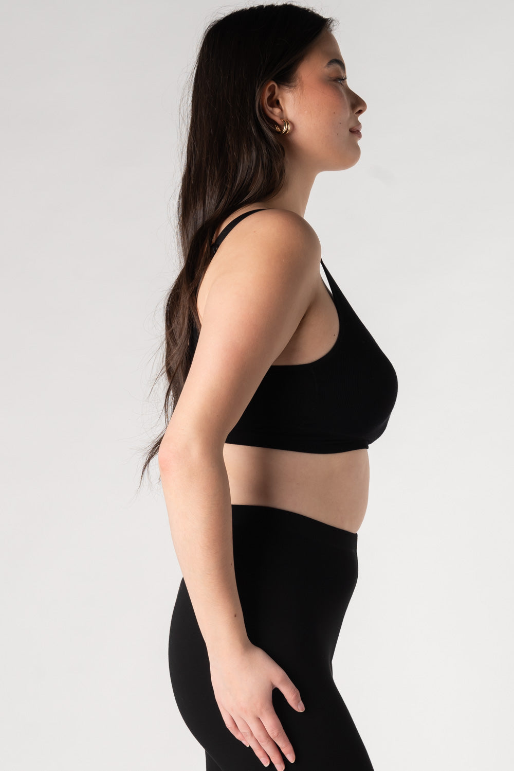 Ribbed Contour Bamboo Bralette - Black - Terrera