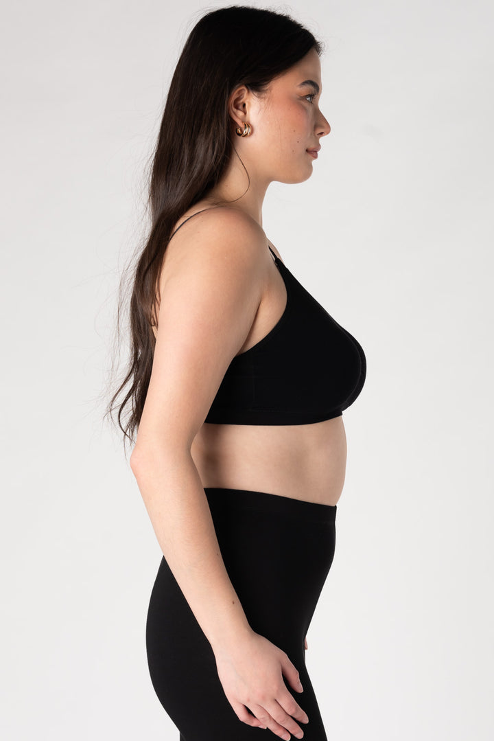 Seamless Adjustable Strap Bamboo Bralette - Black - Terrera