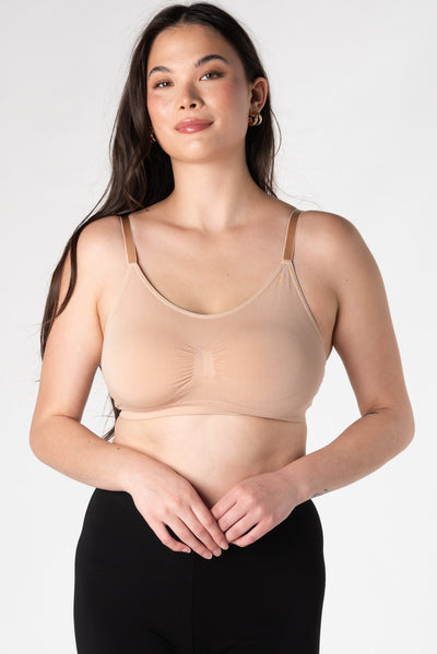 Seamless Adjustable Strap Bamboo Bralette - Beige