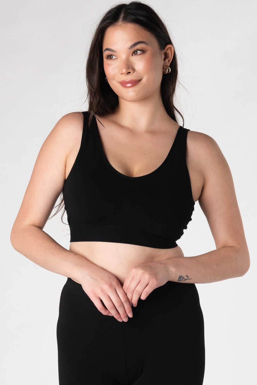 Essential V-Neck Bamboo Bralette - Black