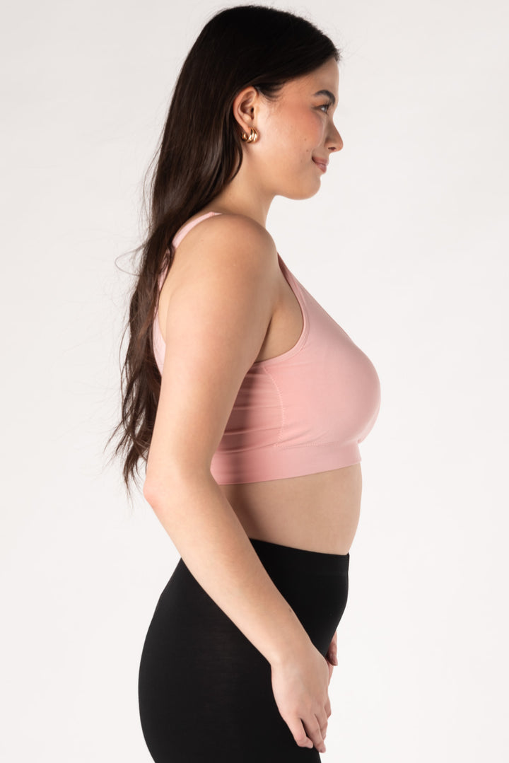 Essential V-Neck Bamboo Bralette - Pink - Terrera