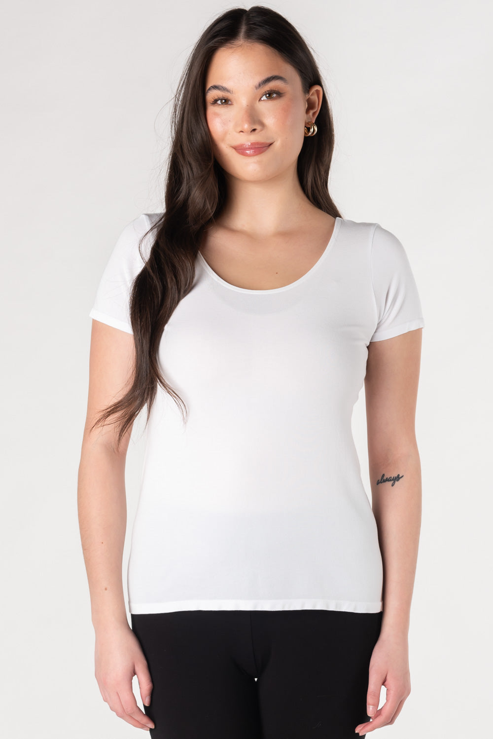 Lia Seamless Bamboo Short Sleeve Tee - White