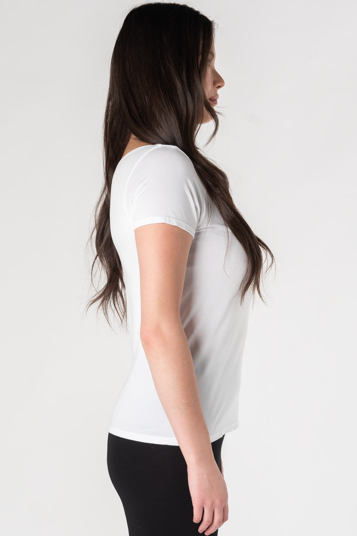 Lia Seamless Bamboo Short Sleeve Tee - White - Terrera