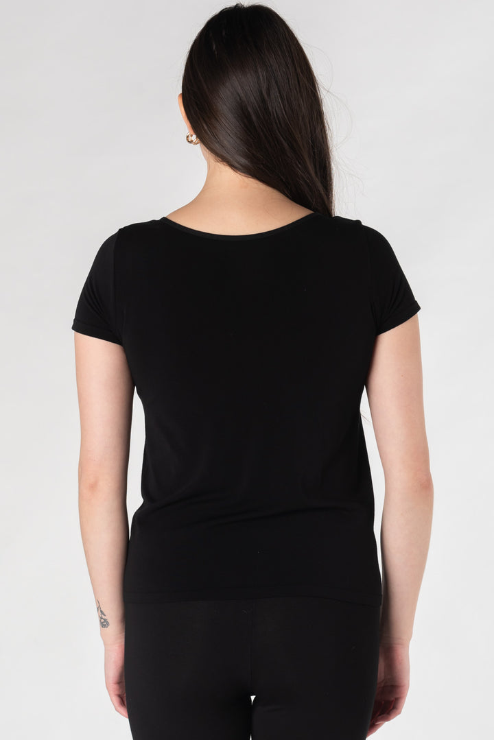 Lia Seamless Bamboo Short Sleeve Tee - Black - Terrera
