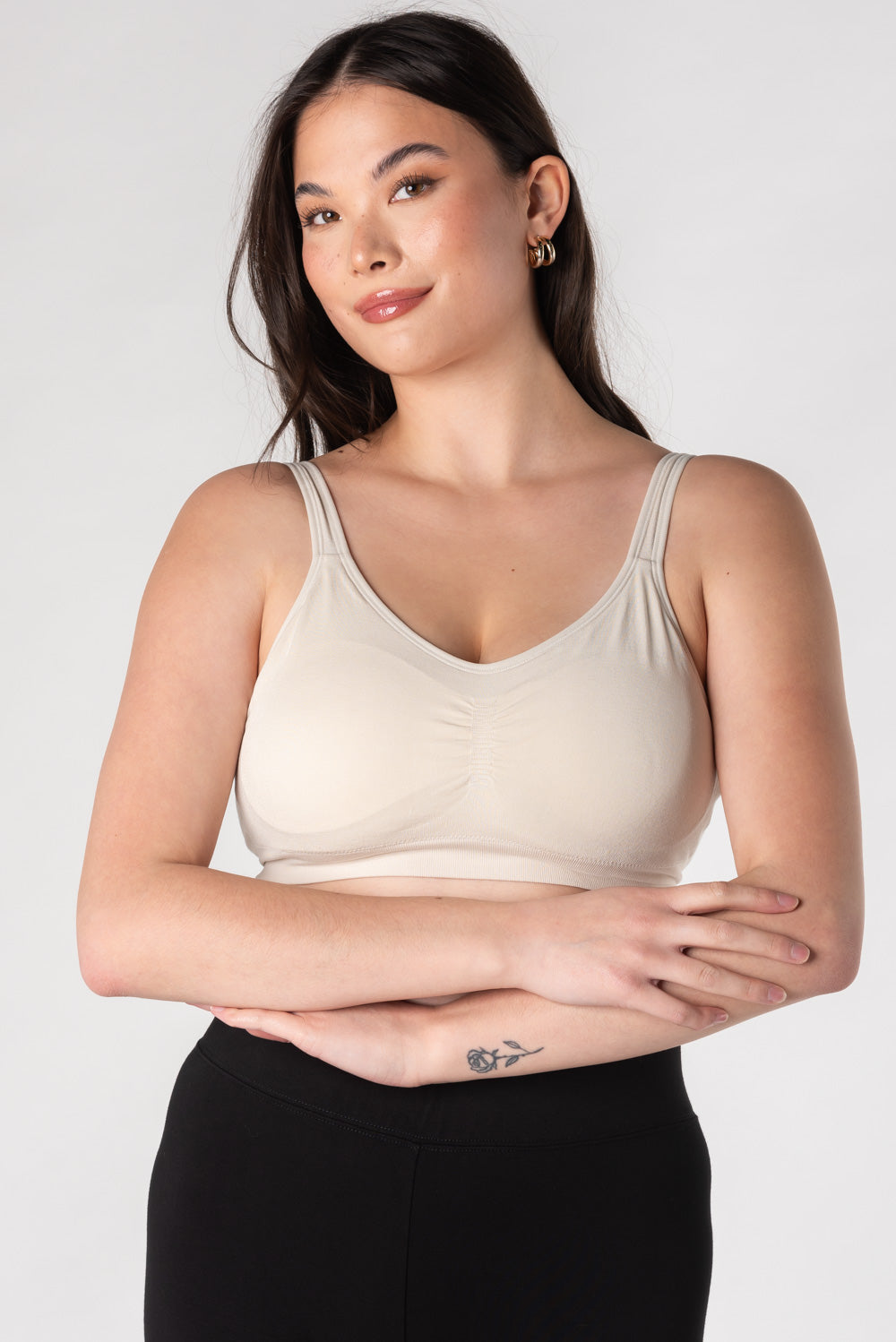 Bamboo everyday bralette in Cream front view