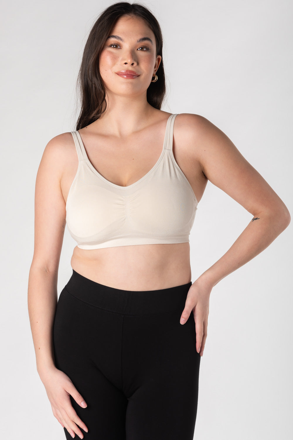Bamboo everyday bralette in Cream front view