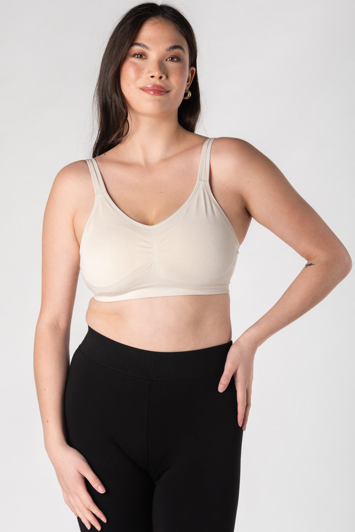 Bamboo everyday bralette in Cream front view