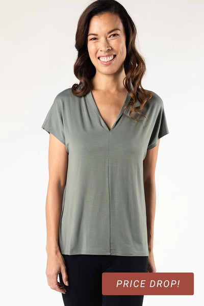 Monique Cap-Sleeve Bamboo Blouse - Seagrass
