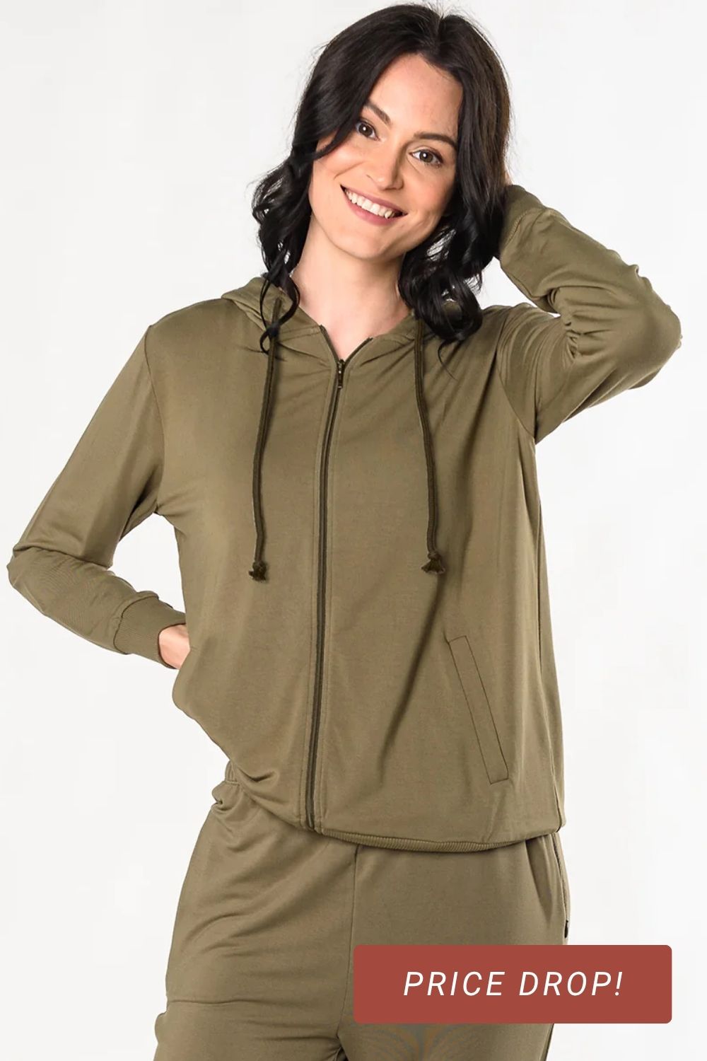 Ashley Bamboo Zipped Hoodie - Moss Green