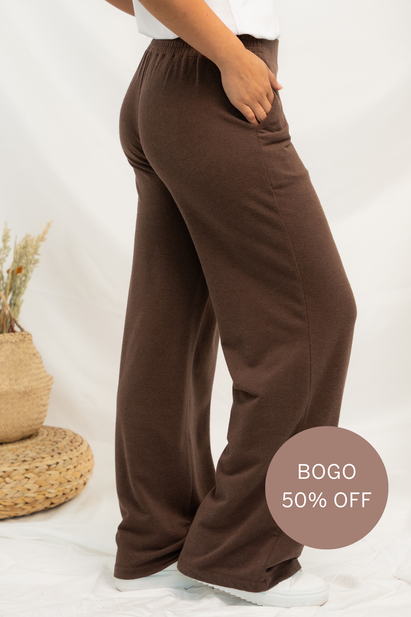 Samira Bamboo Wide Leg Pant - Coffee Bean