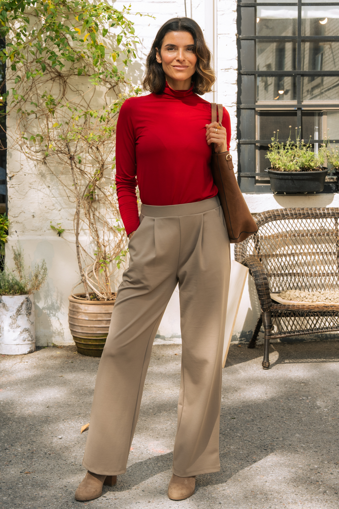 Matilda Bamboo Pleated Dress Pant - Khaki