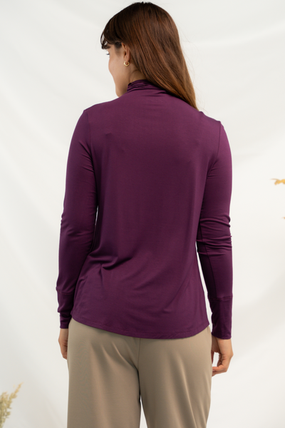 Dalya Funnel-Neck Bamboo Long Sleeve - Italian Plum