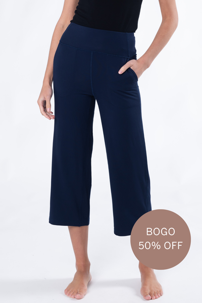 Dion Cropped Bamboo Pant - Ink