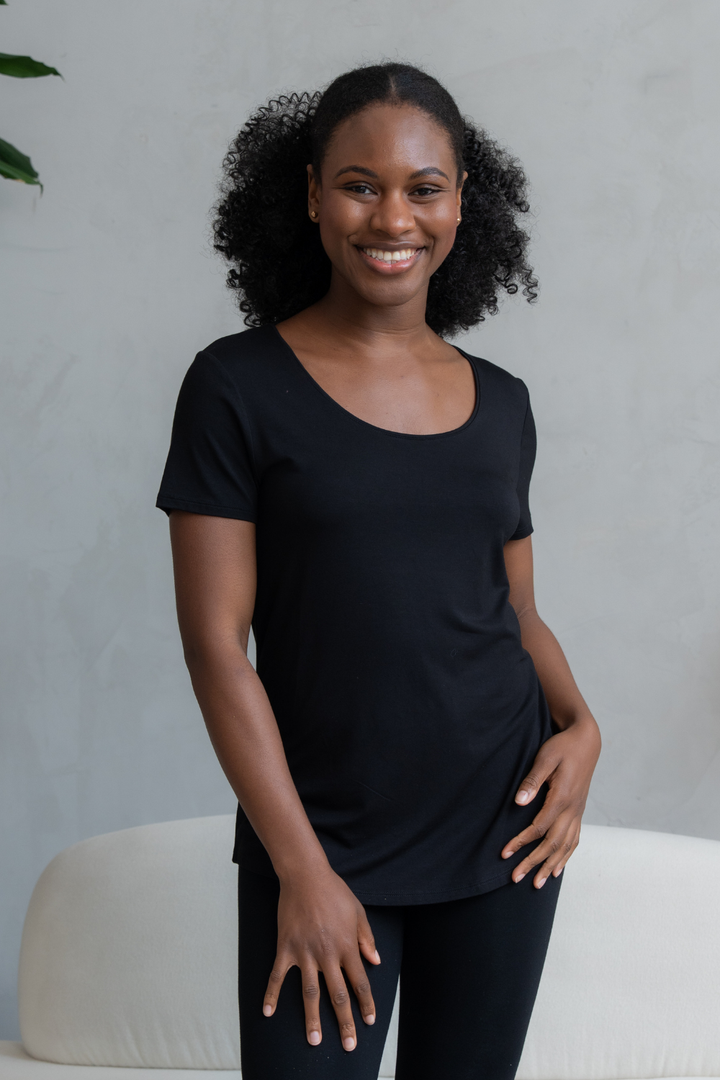 Brenda U-Neck Bamboo Tee Bundle (Black and White)