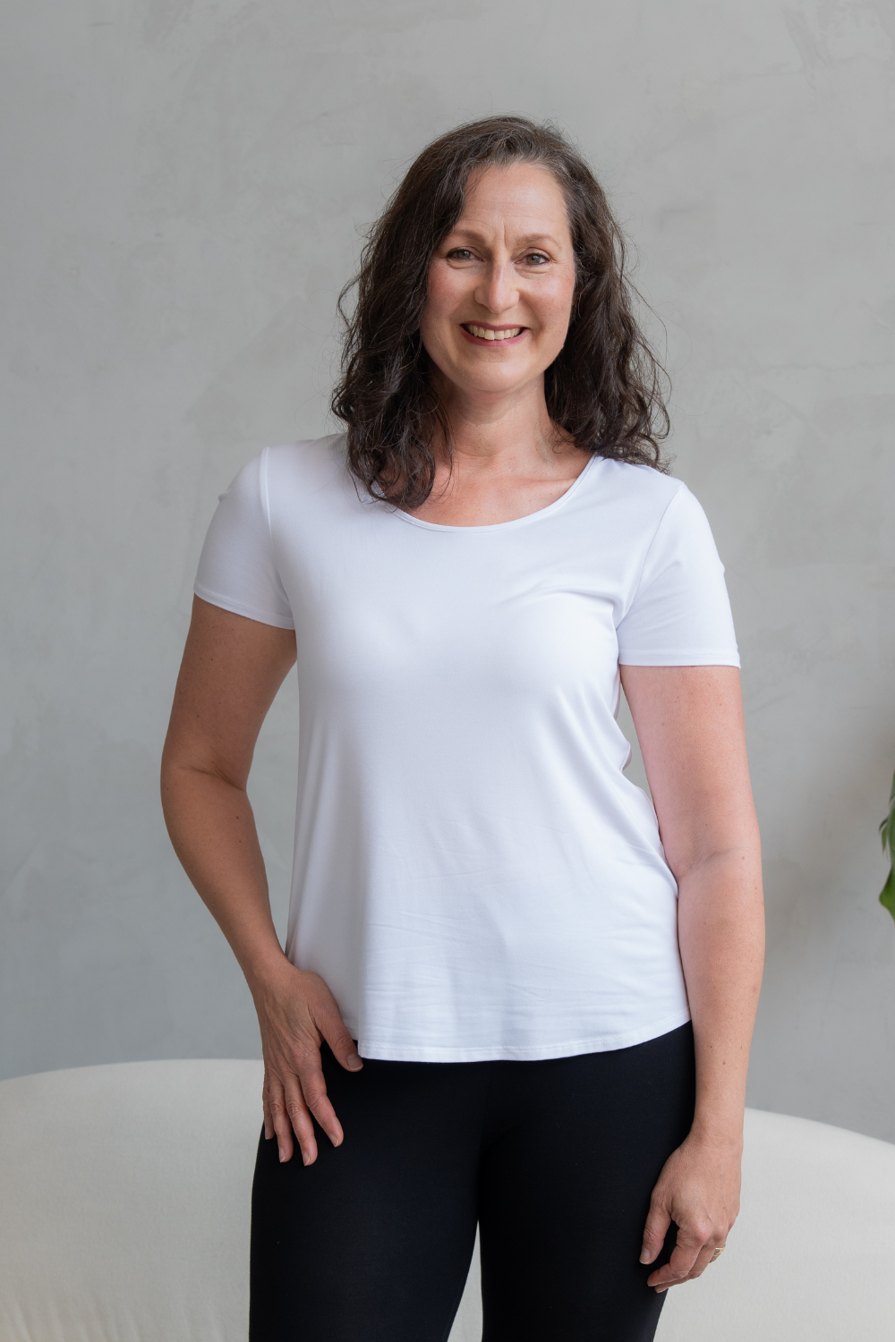 Brenda U-Neck Bamboo Tee - White