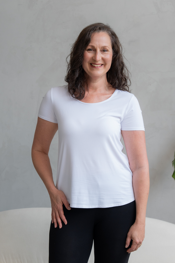 Brenda U-Neck Bamboo Tee - White
