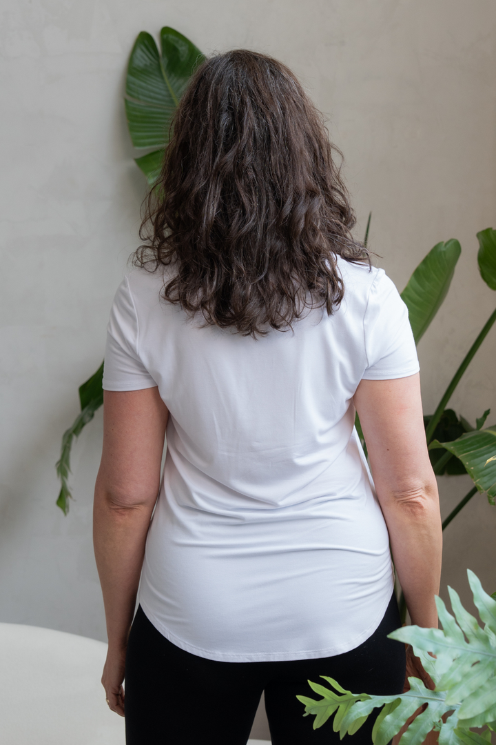 Brenda U-Neck Bamboo Tee - White
