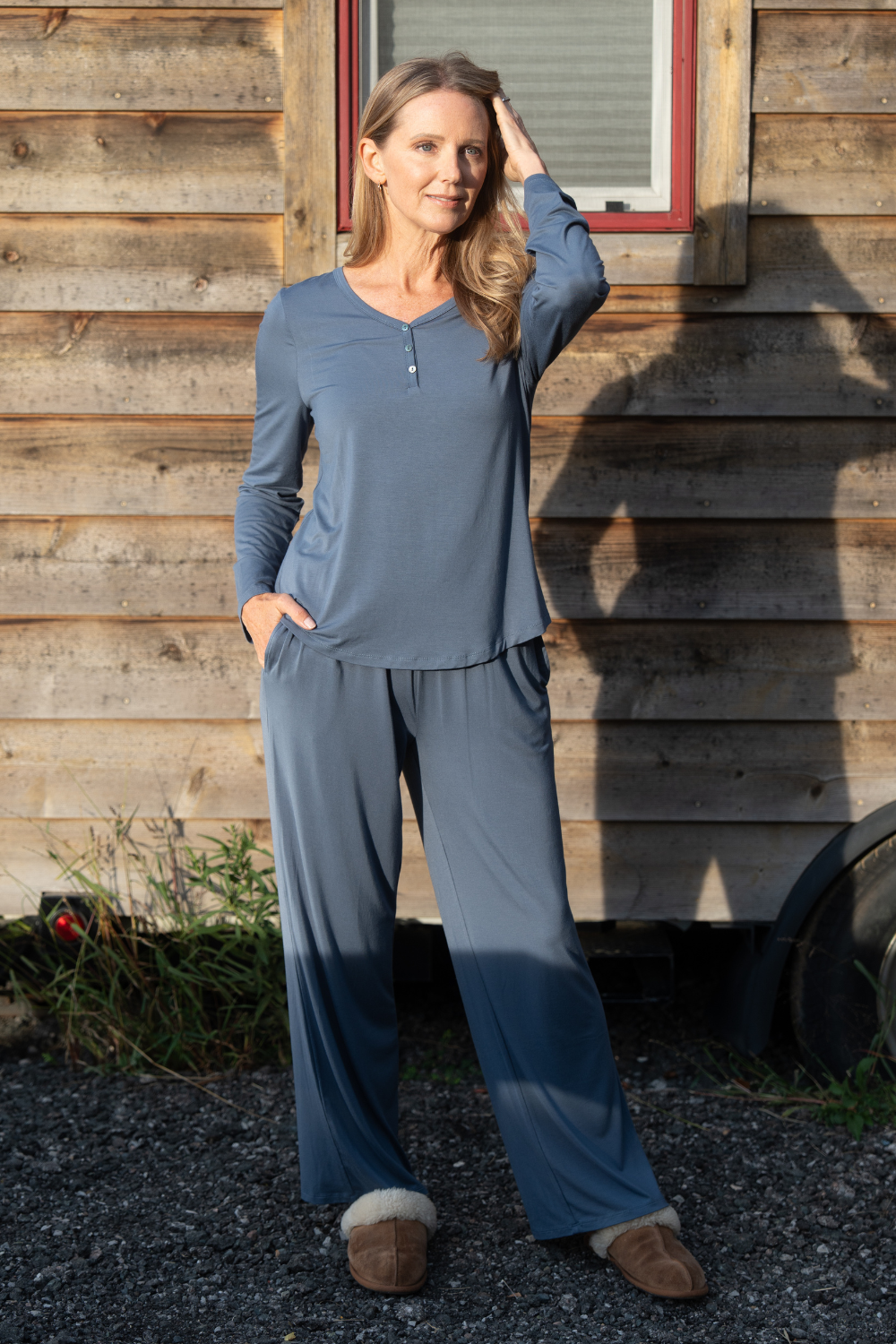 Lola Bamboo Lounge Set - Steel Blue