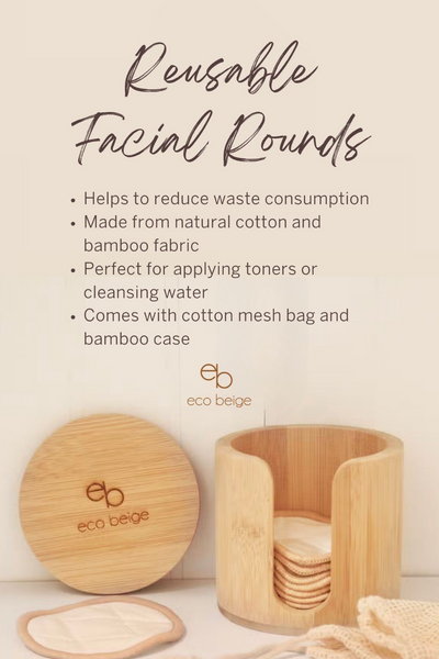 EcoBeige Reusable Facial Rounds with Bamboo Case