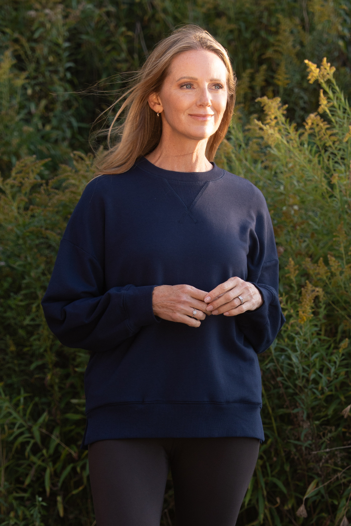 CozySoft Elena Bamboo Sweatshirt - Navy Blue