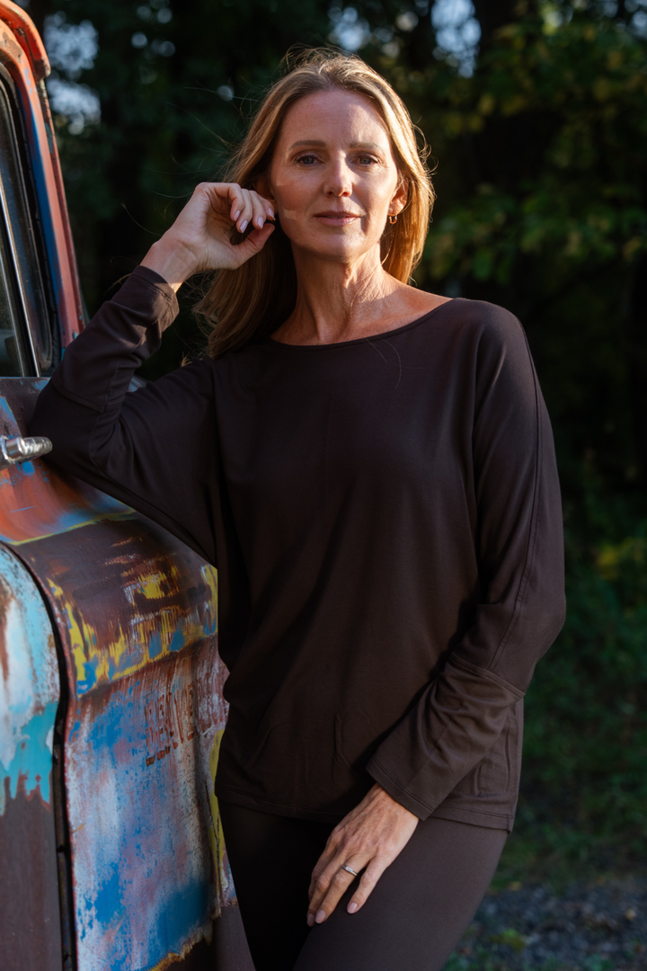 Sienna Bamboo Dolman Top - Dark Chocolate