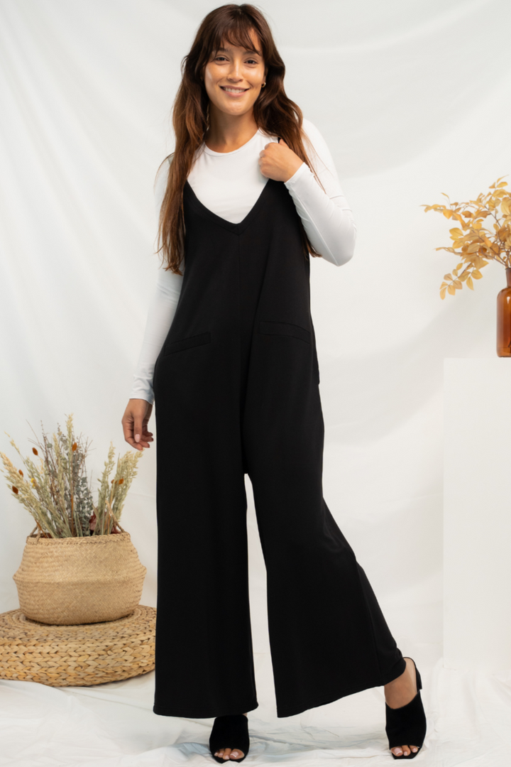 Josie Wide Leg Bamboo Jumpsuit - Black