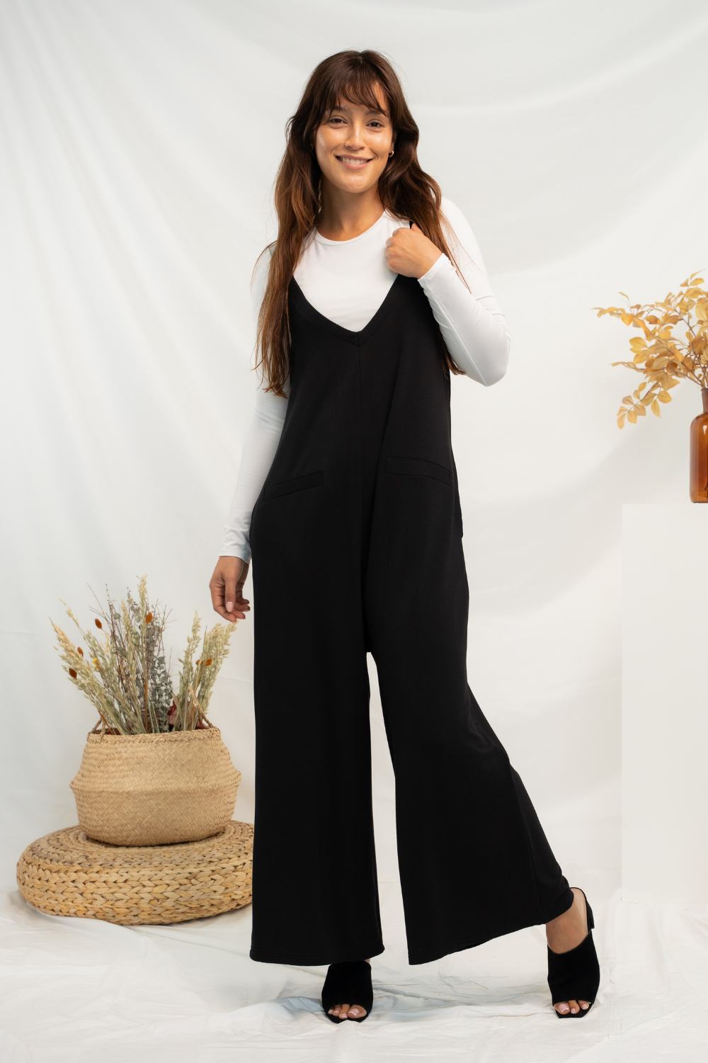 Josie Wide Leg Bamboo Jumpsuit - Black