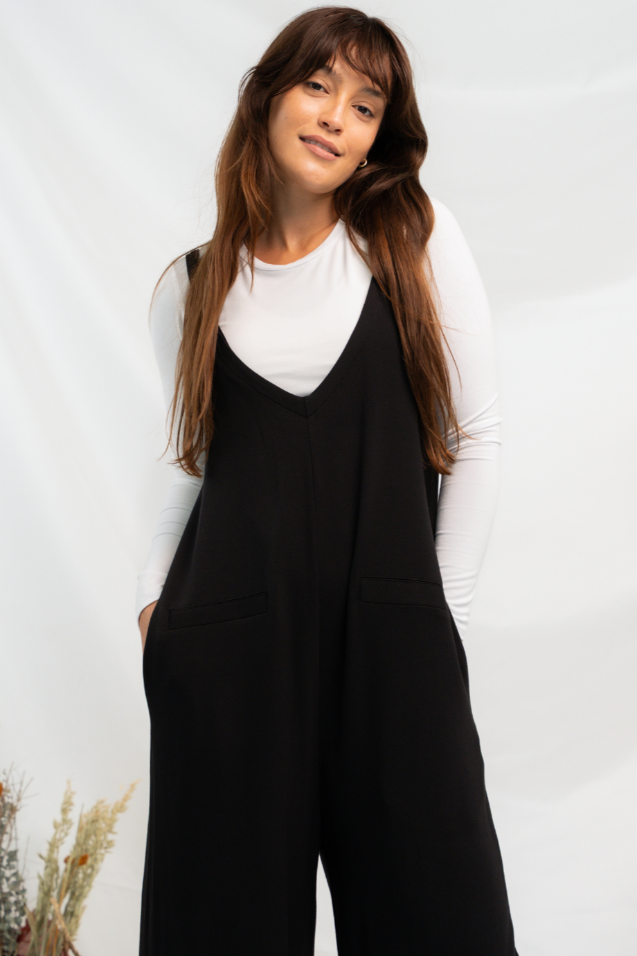 Josie Wide Leg Bamboo Jumpsuit - Black