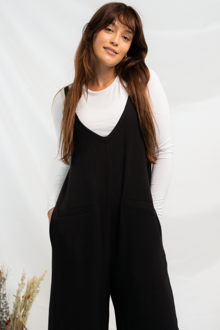 Josie Wide Leg Bamboo Jumpsuit - Black