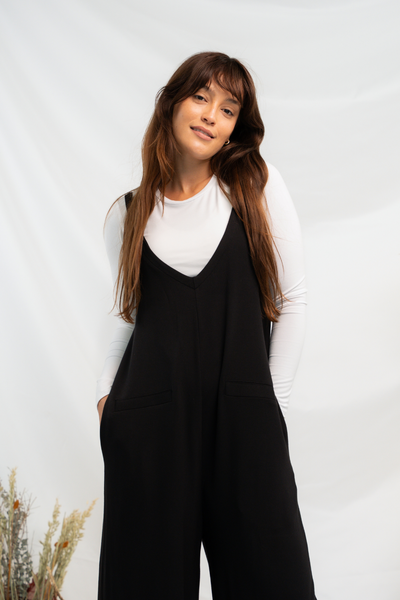 Josie Wide Leg Bamboo Jumpsuit - Black