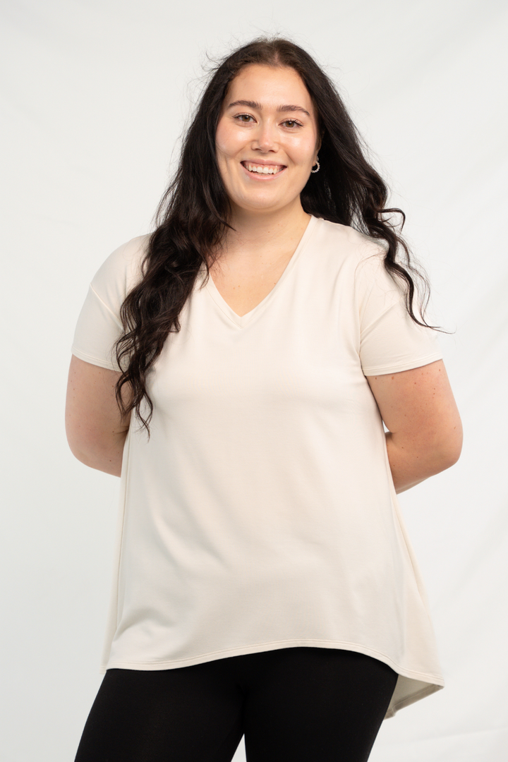 Lennon Asymmetric Bamboo Tunic - Oatmeal