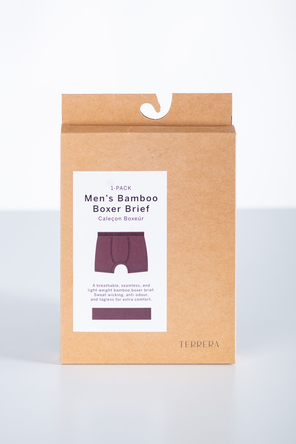 Men's Bamboo Boxer Brief - Maroon - Terrera