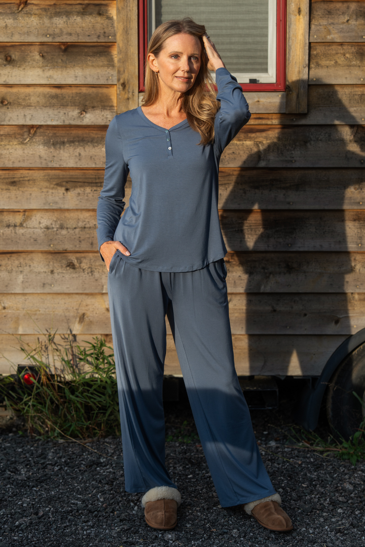 Lola Bamboo Lounge Set - Steel Blue
