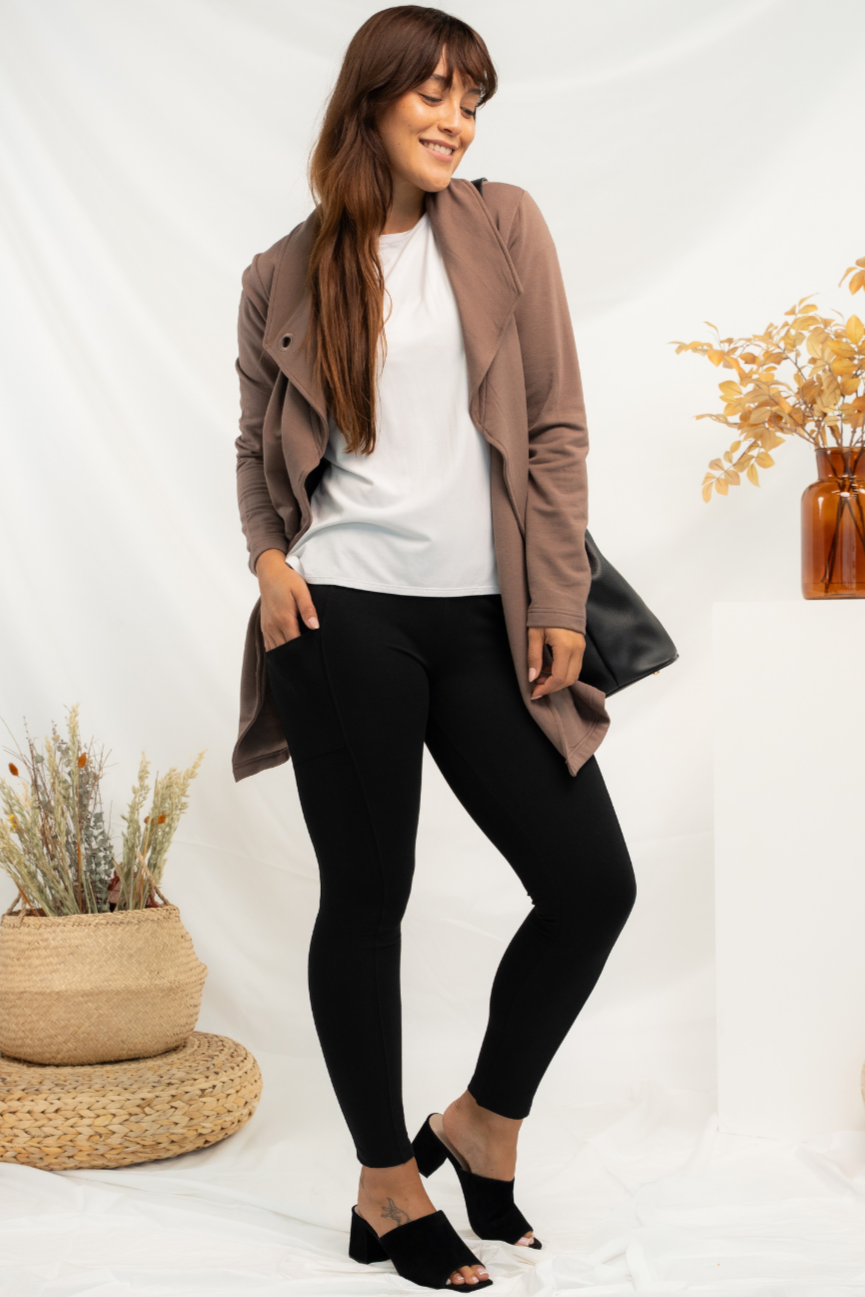 Lucy Shawl Collar Bamboo Cardigan - Latte - Terrera