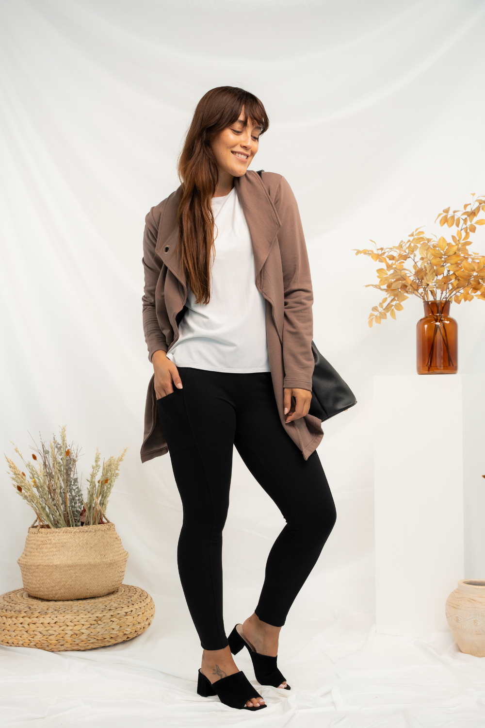 Lucy Shawl Collar Bamboo Cardigan - Latte