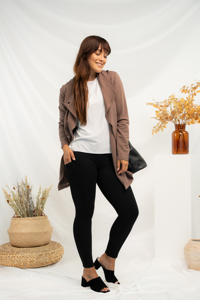 Lucy Shawl Collar Bamboo Cardigan - Latte