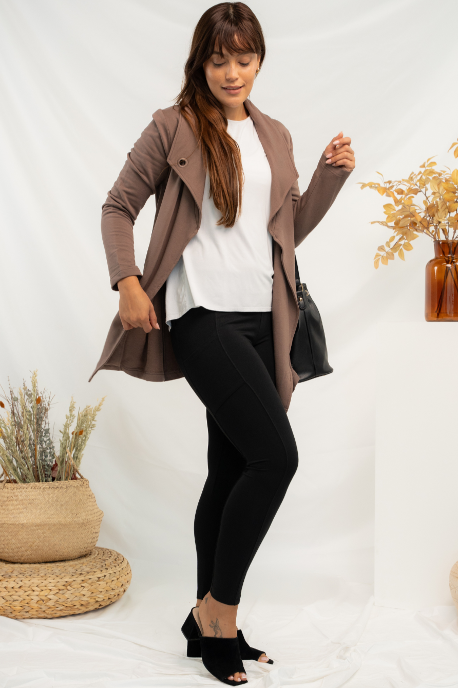 Lucy Shawl Collar Bamboo Cardigan - Latte - Terrera