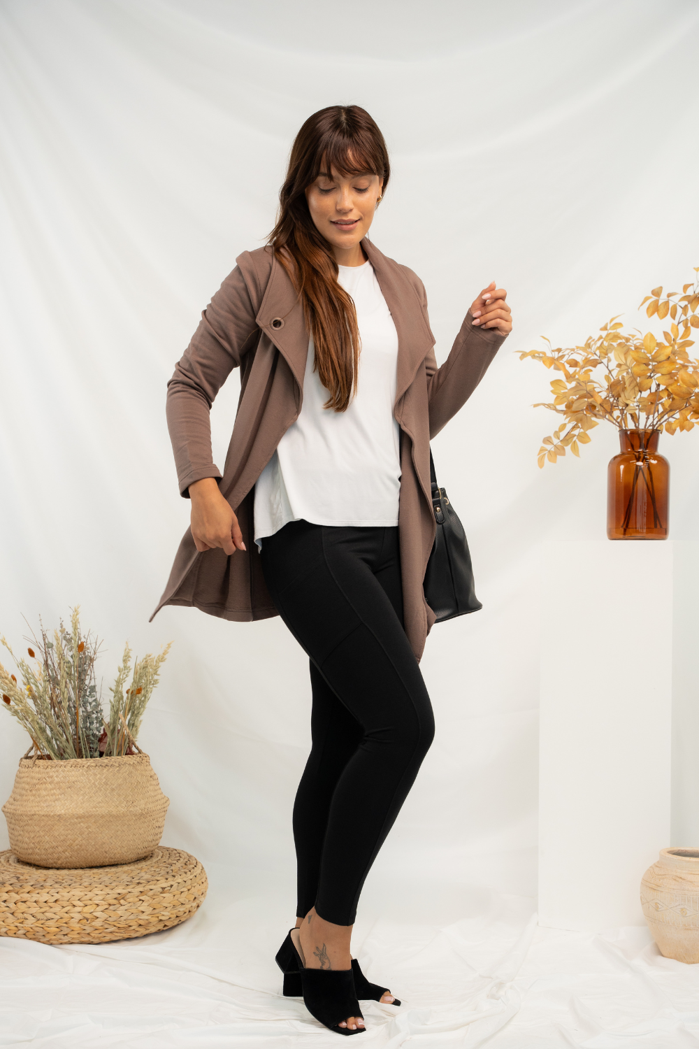 Lucy Shawl Collar Bamboo Cardigan - Latte