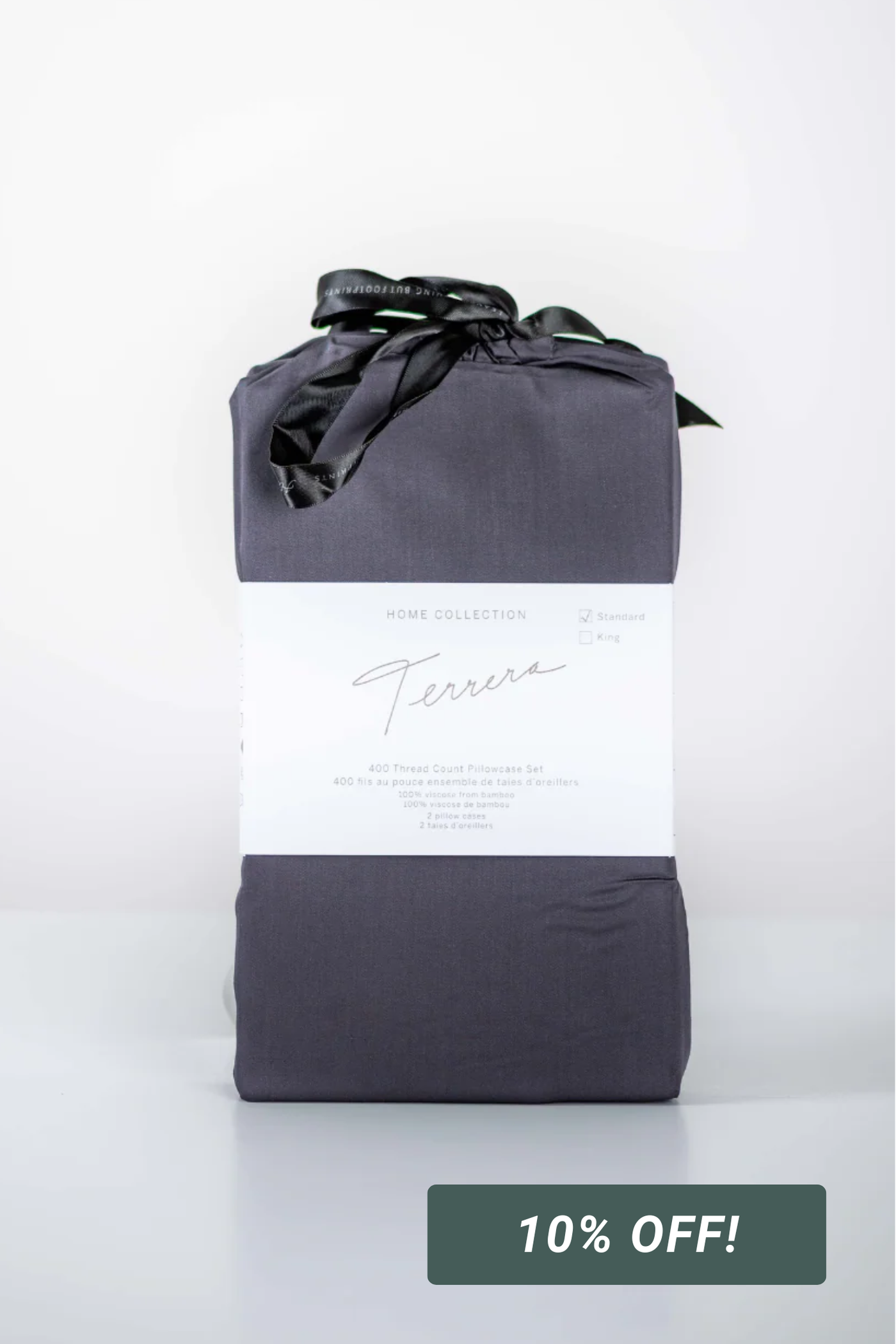 Bamboo Pillowcase Set - Charcoal