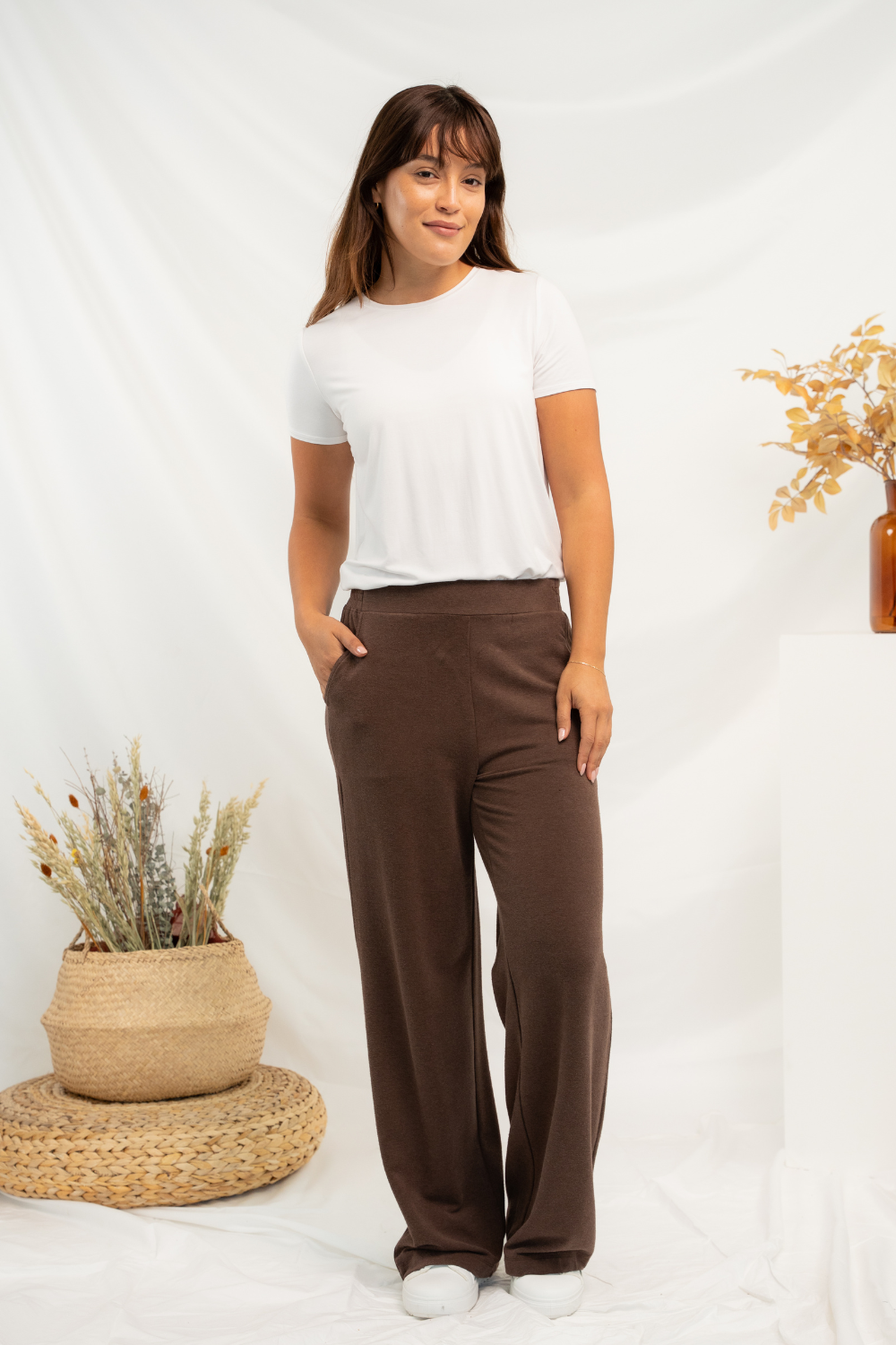 Samira Bamboo Wide Leg Pant - Coffee Bean