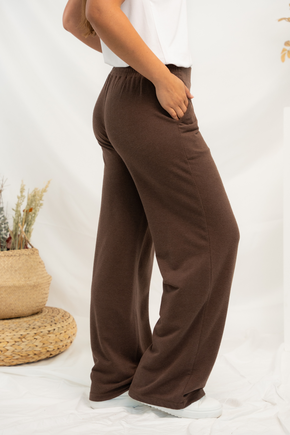 Samira Bamboo Wide Leg Pant - Coffee Bean